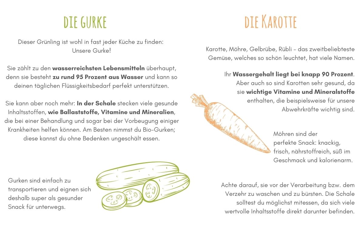 Wasserreiche Snacks: Karotte und Gurke