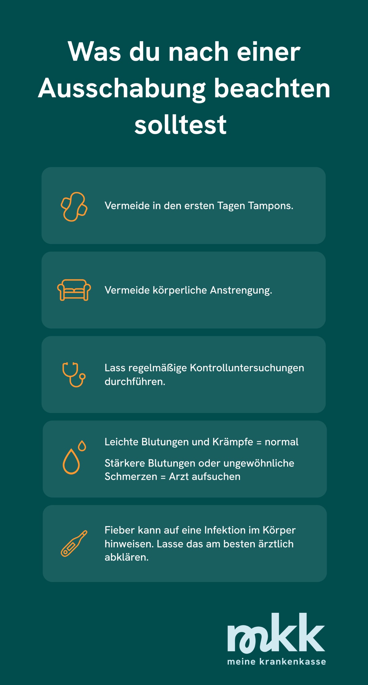 Grafik mit Tipps nach einer Ausschabung