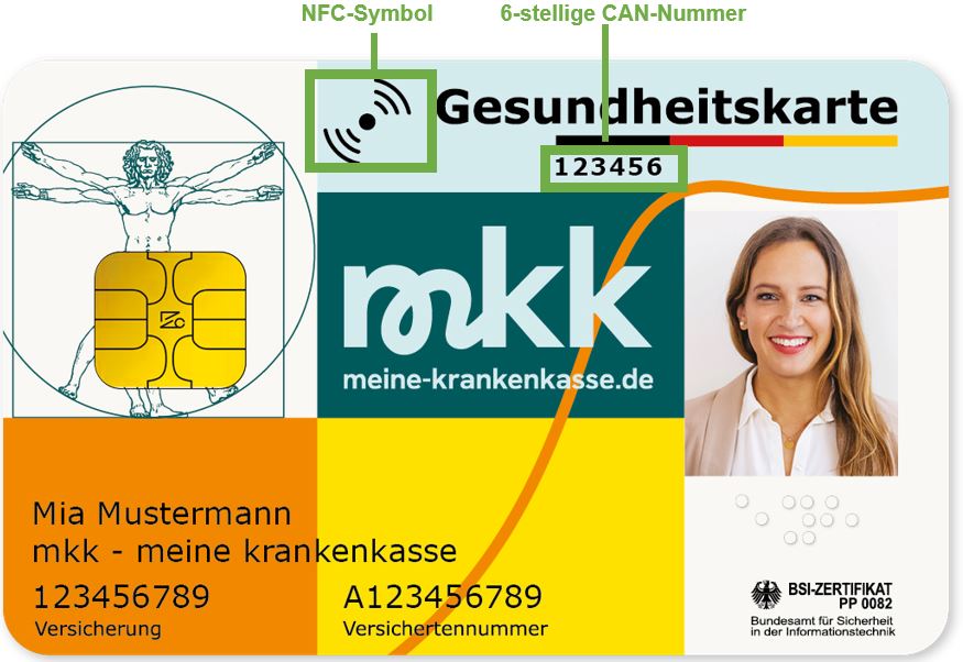 elektronische Gesundheitskarte (eGK) mit NFC-Technologie
